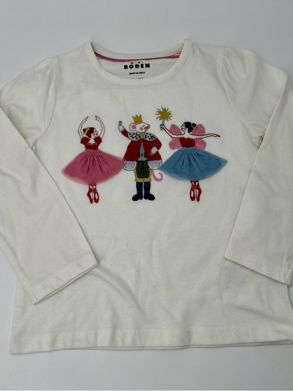 Mini Boden Nutcracker Ballet Character Appliqué Top 3-4